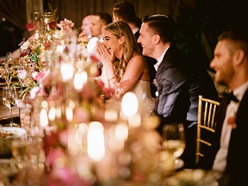 Professional photographer, Alison Conklin, on why the FUJIFILM GFX system is so good for location portrait photography. Low light shot of candlelit wedding breakfast.