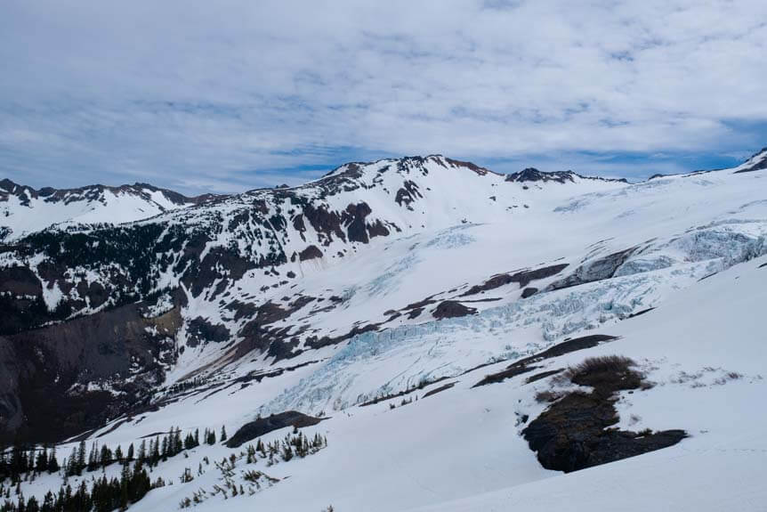 A snowy, melting selection of mountain peaks