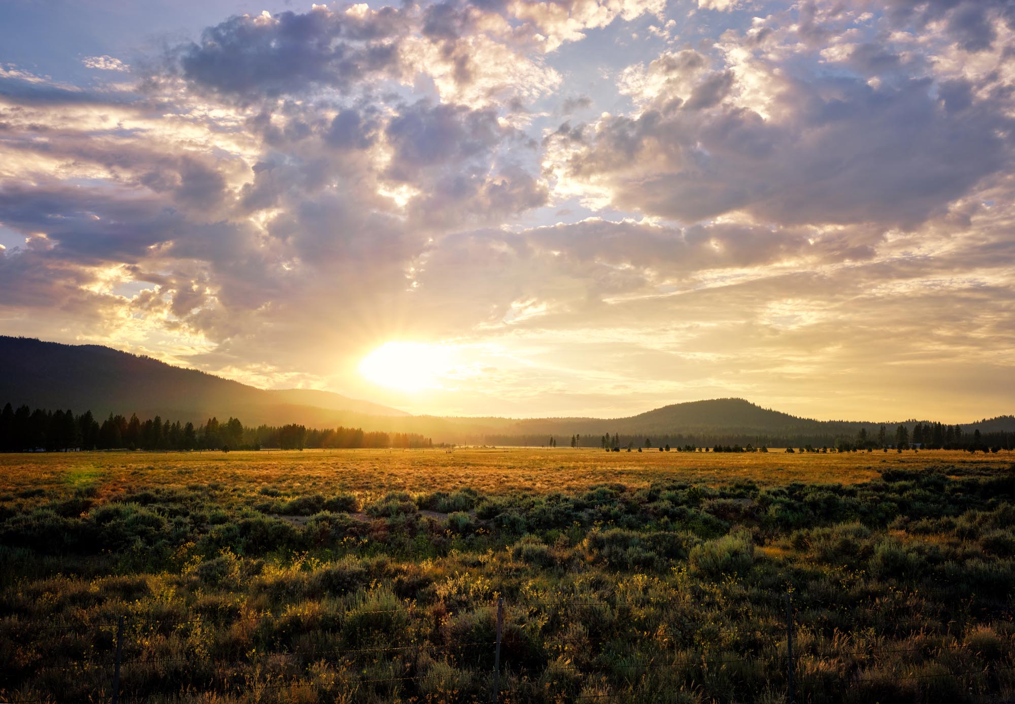 A golden hour view of an expansive landscape in Lake Tahoe