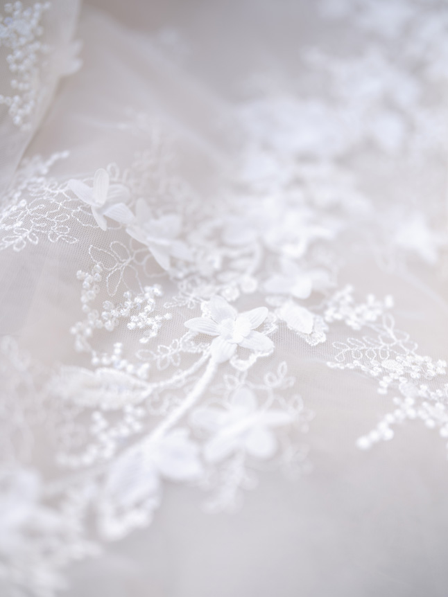 Close up of wedding dress lace