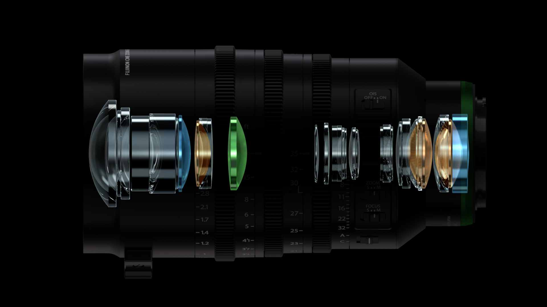 FUJINON GF19-35mmT3.5 PZ OIS WR 官方结构与应用资料图